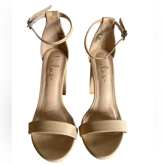 LULUS tan open toe platform high heels with ankle strap size 8 - Picture 3 of 6